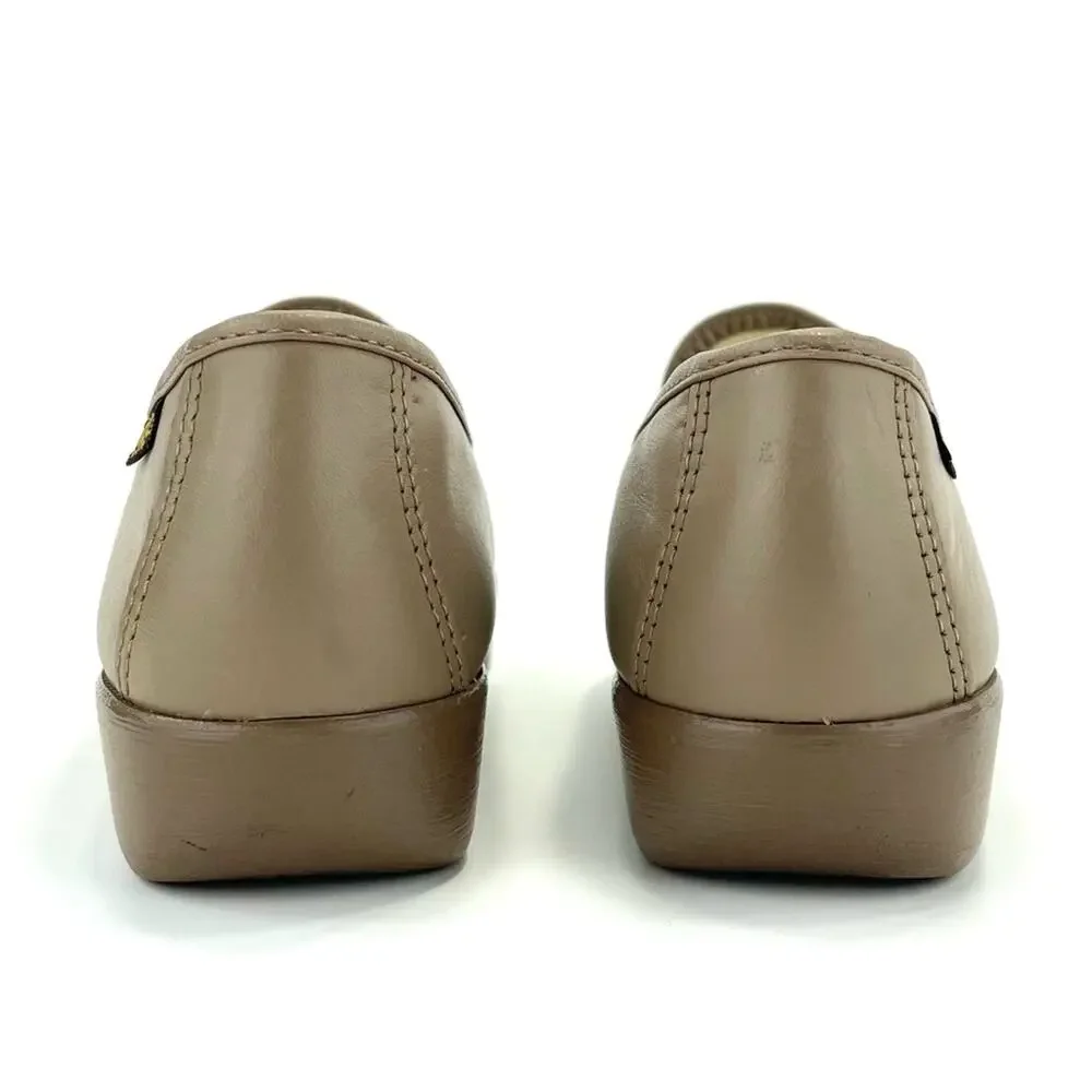 SAS Women Casual Penny Loafer Size 6.5 Tan Genuine Leather Comfort Low Wedge